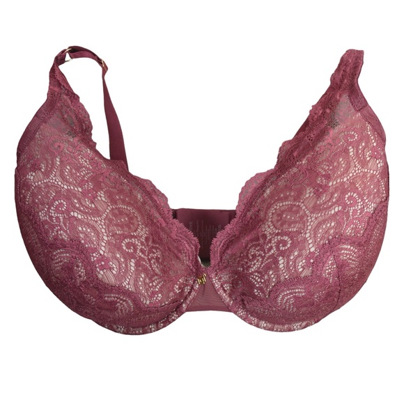 ThirdLove Other - 36H ThirdLove 24/7 Lace Contour Underwire Plunge Bra, Burgundy over Nude